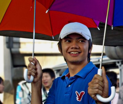 Fella with an umbrella