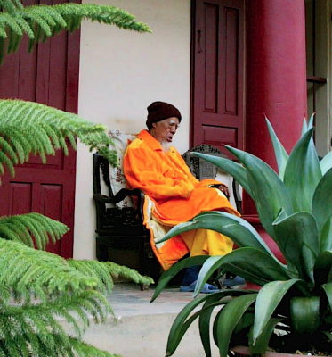 Monk asleep, dormitory of Thien Chu Pagoda