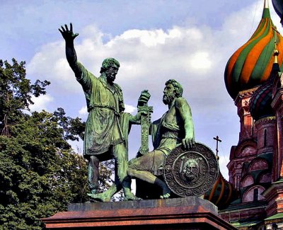 Sculpture in front of St. Basil's Cathedral, Red Square