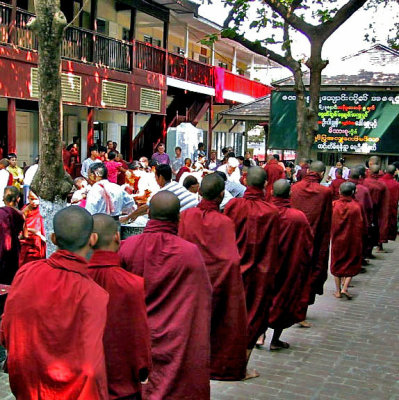 Monks accepting lunch