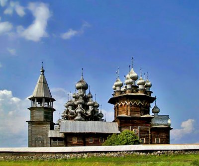 Belfry (left), Cathedral of the Transfiguration (center), Church of the Intercession (right)