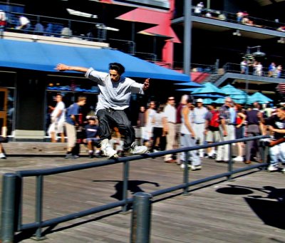 Skater on a railing