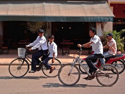 Biking down the street