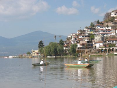 Fishermen with butterfly nets, Janitizio Island, Lake Patzcuaro