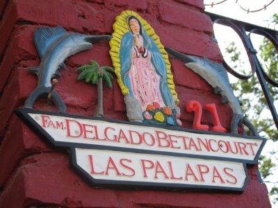 Delgado family gate sign, Zihuatanejo