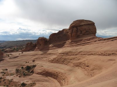 Rocky amphitheater around Delicate Arch - Arches National Park near Moab, Utah