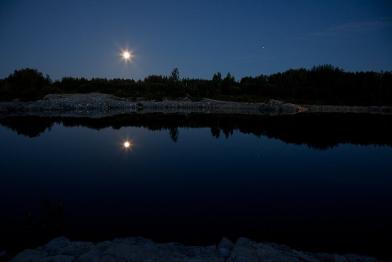 Quarry under a full moon 2009 September 4th