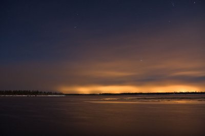 Lights of Moose Factory by night