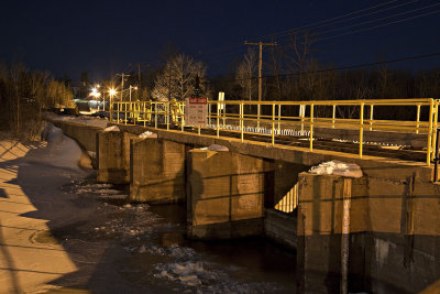 Dam along Highway 573 at night