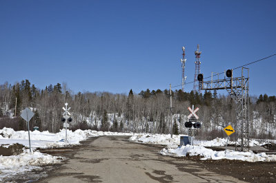 Highway 650 crossing of Ontario Northland mainline near Dane. Site of 2009 April 7th collision
