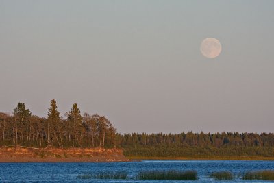 Moon rising over the Moose River around sunset 2009 September 3rd