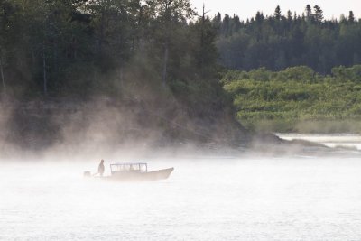 Taxi boat in light fog 2010 July 19th