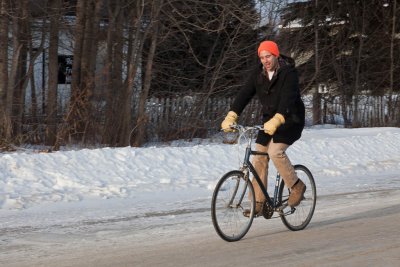 Cyclist on Revillon Road 2010 Dec 3