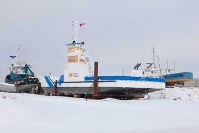 2011 January 9th new barge Niska I in winter storage.