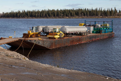 Loaded barge 2012 October 12 getting ready to be towed north