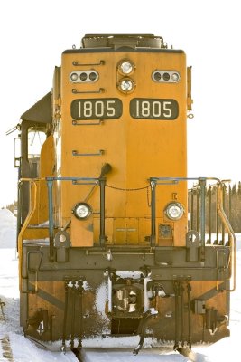 Backlit view of narrow end of GP38-2 1805