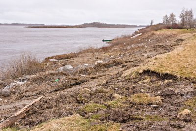 Shoreline damage caused by spring ice
