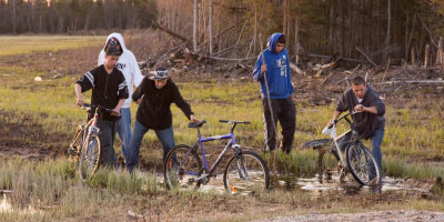 Cyclists and bog