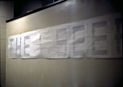 Computer generated banner for the Seer newspaper in 1974