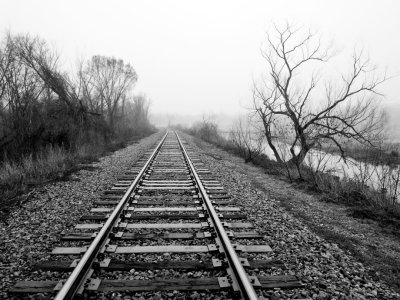 Railroad Tracks Near House, Feb 14th