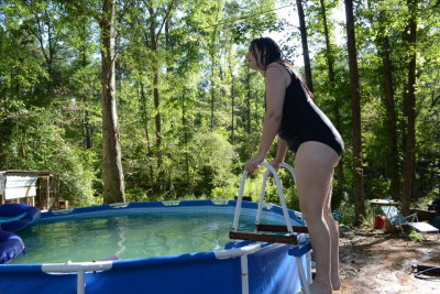 Wife Getting into our Pool, September 3rd