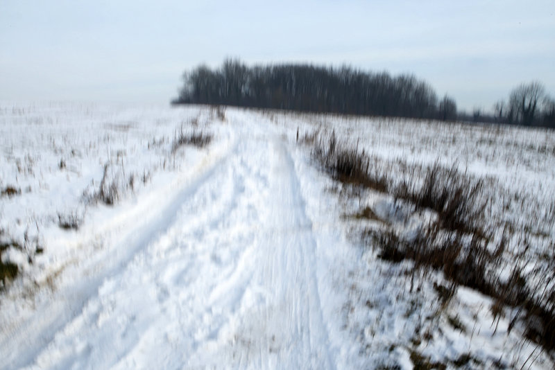 Randonne dans la campagne enneige prs de Magny-en-Vexin