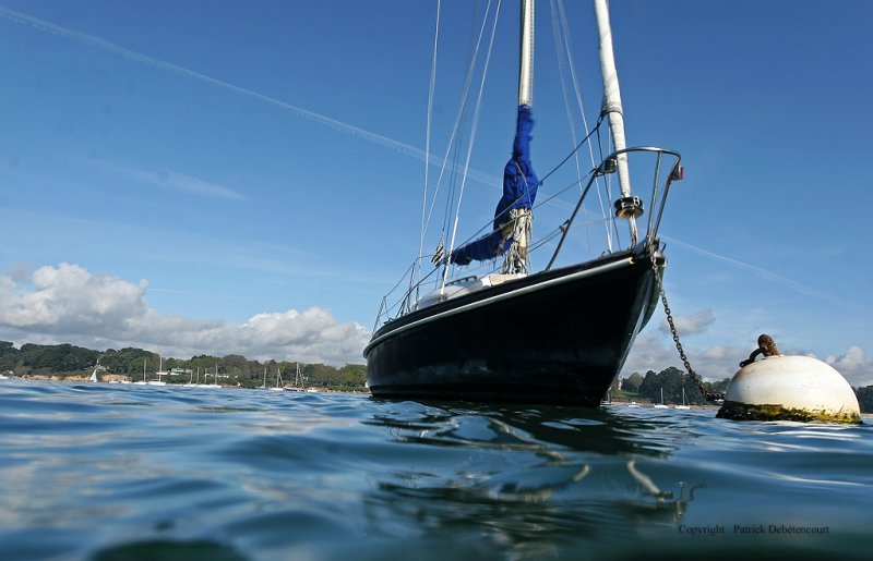 Essai de photos sous marines en Zodiac sur le golfe du Morbihan avec mon ami Yvon