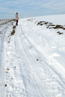 Randonne dans la campagne enneige prs de Magny-en-Vexin