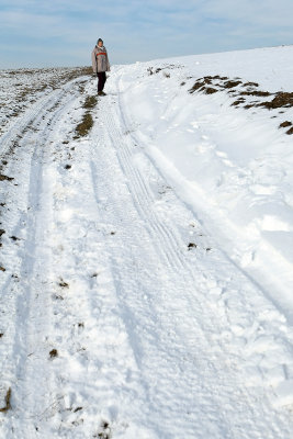 Randonne dans la campagne enneige prs de Magny-en-Vexin