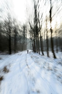 Randonne dans la campagne enneige prs de Magny-en-Vexin