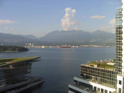 Looking at Burrard Inlet from downtown Vancouver