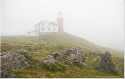 Ferryland Lighthouse in fog 