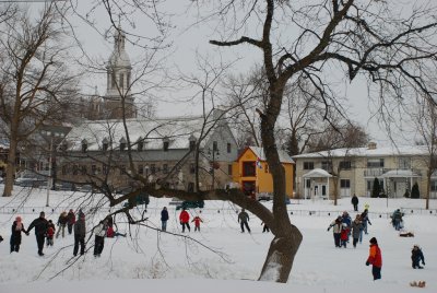 Patinoire sur le bassin de lcluse des Moulins