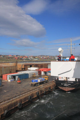 Pulling alongside the floating dock