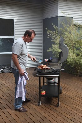 Andy (under)cooking the bacon...