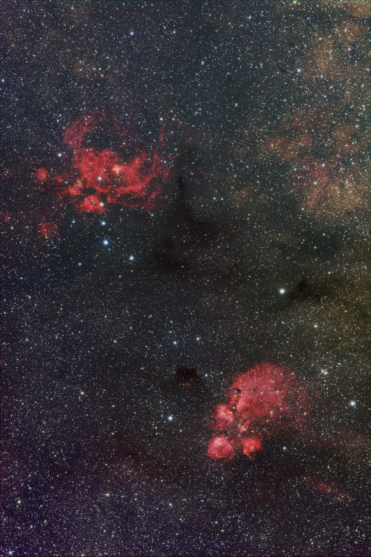 NGC6357 and NGC6334 (Cats Paw) nebulae region in Scorpion