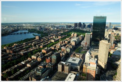 Views of Boston from 50th floor of Prudential Tower