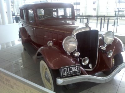 A replica of John Dillingers car at BWI Airport.