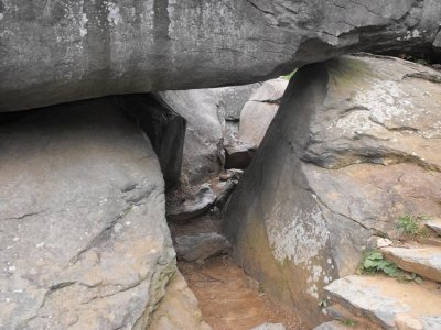 Near the top of the path to reach the top of Devil's Den, which is about 30 or so feet above the road.