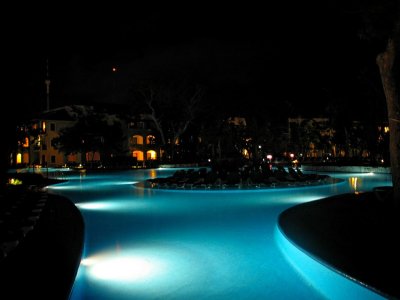 One Of The Pools At Night, Occidental Grand Xcaret, Xcaret, Mexico