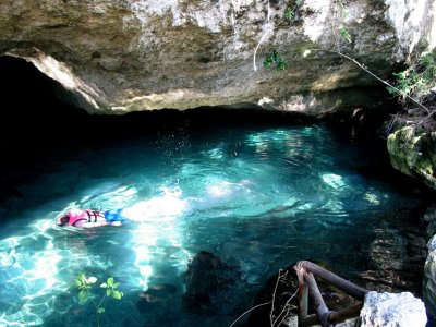 Swimming In The Underground River, Xcaret, Mexico