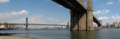 Manhattan Bridge and Brooklyn Bridge, Harbour Panorama, New York, New York