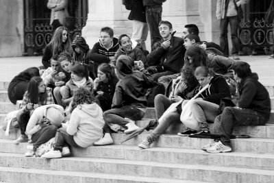 Kids on the Steps of Academie Nationale de Musique