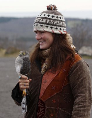 Brittnie with 2nd-year male Northern Harrier (Gray Ghost)