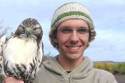 me with red-tailed hawk
