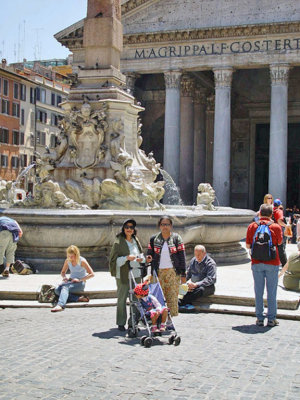 In front of the Pantheon, once a Pagan Temple before the advent of Christianity.