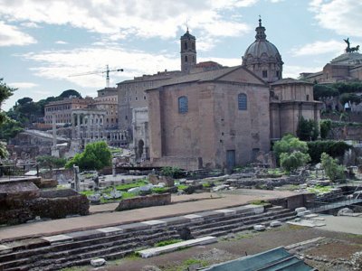 At the Roman Forum, the center of ancient Rome, with the remains of the Agora (bazaar).