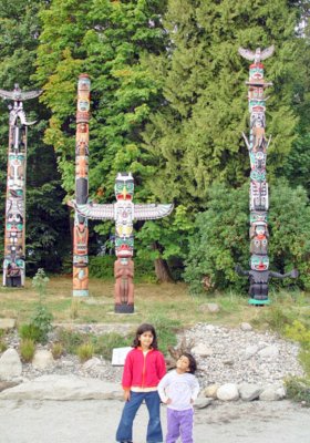 At the Totem Poles in Stanley Park, Vancouver.