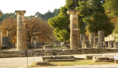 Another perspective of the Temple of Hera at the Sanctuary at Olympia.