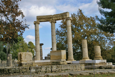 Another perspective of the Phillippion, completed by Alexander the Great, to honor his forebears.